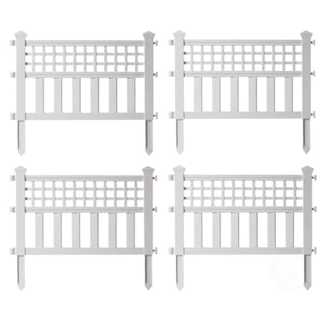 Invernaculo 0.75 x 20.5 x 23.75 in. Plastic Outdoor Decor Garden Flower Edger Fence Border White - Set of 4 IN3171986